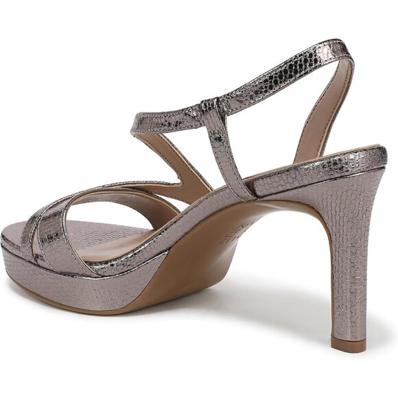 Naturalizer Women Patina Pewter Polyurethane Rounded Open Toes Platform Shoes - Picture 8 of 9